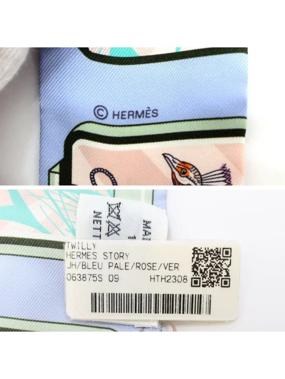 Hermes Heaven Tsuiri Scarf Story Blue Pale Rose
